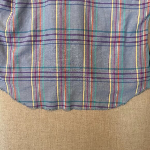 Vintage Wrangler Western Shirt XL Pastel Plaid Pearl Snap Cowboy Shirt Rodeo - Picture 10 of 11